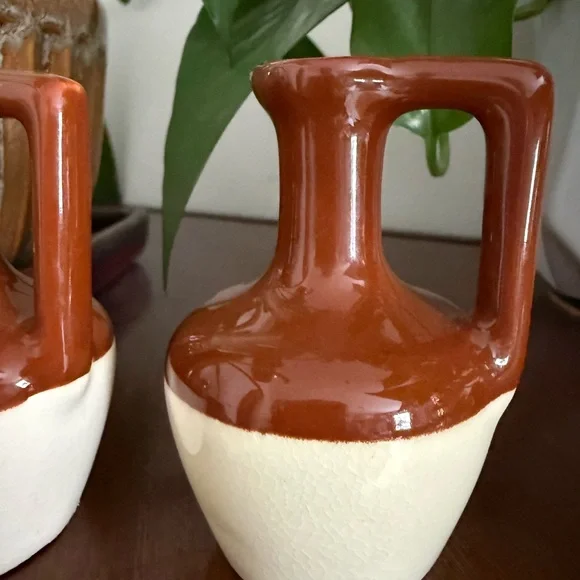 Vintage Miniature Brown & Ivory Ceramic Jugs | Set of 2 | 3.25” H - Picture 3 of 9